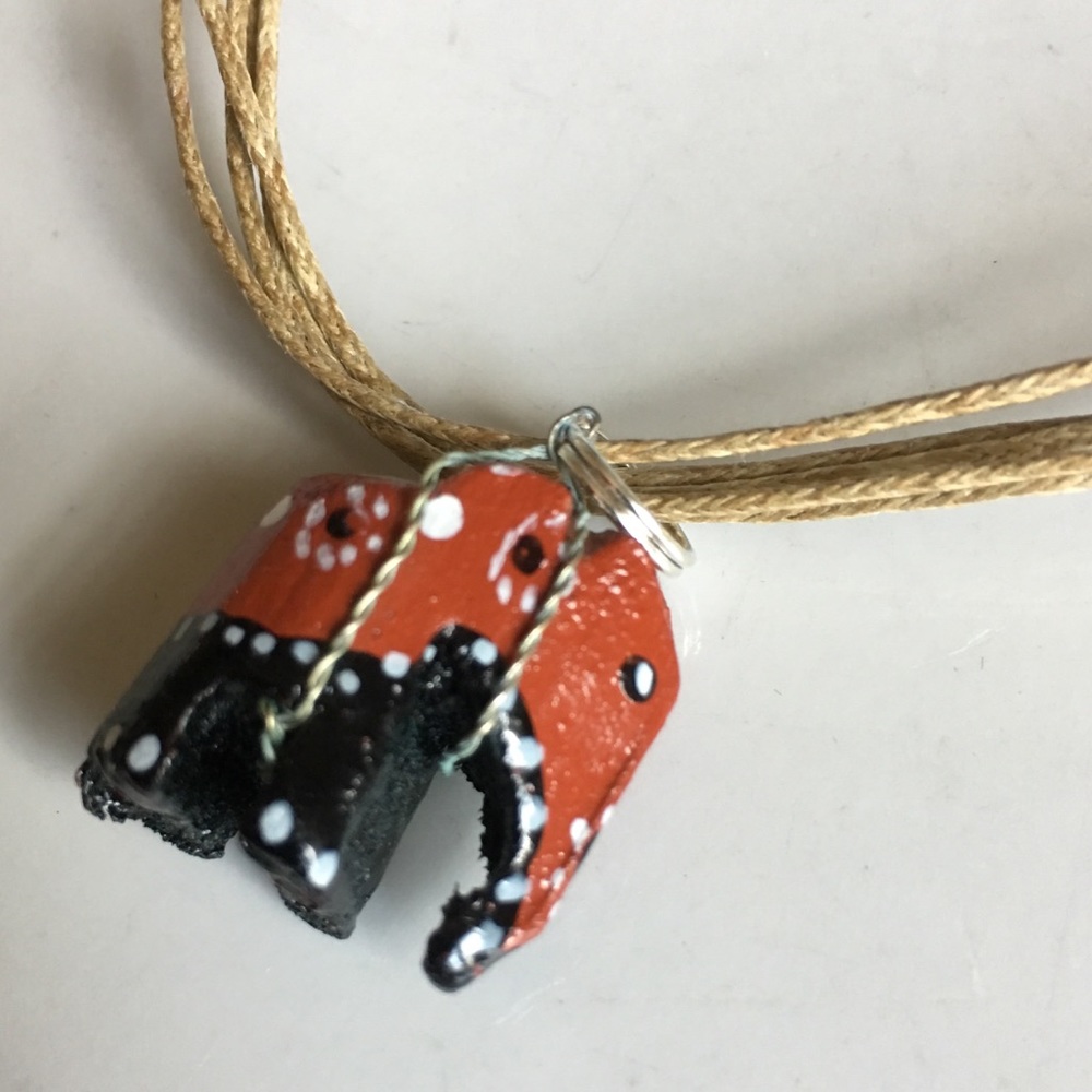 Painted elephant 🐘 on 17” fiber cord